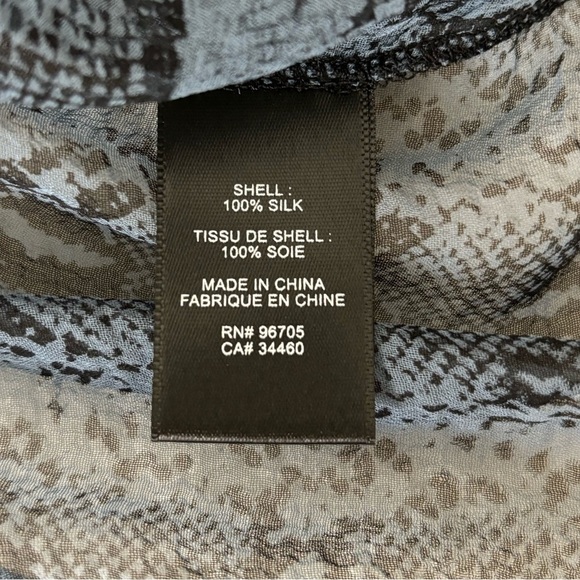Rebecca Taylor snake skin 100% silk blouse blue size US 6 - Picture 7 of 13